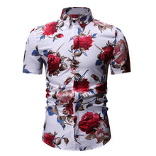 Load image into Gallery viewer, 2020 Men&#39;s Slim fit Flower Printed Shirts Male Short Sleeve Floral Shirt Men
