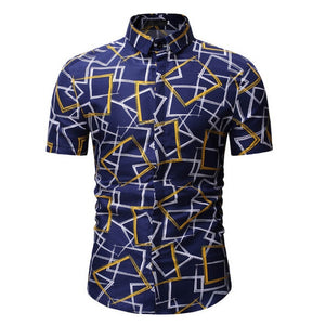 2020 Men's Slim fit Flower Printed Shirts Male Short Sleeve Floral Shirt Men