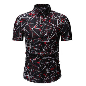 2020 Men's Slim fit Flower Printed Shirts Male Short Sleeve Floral Shirt Men