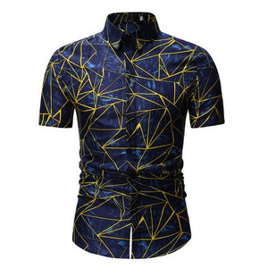 2020 Men's Slim fit Flower Printed Shirts Male Short Sleeve Floral Shirt Men