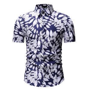 2020 Men's Slim fit Flower Printed Shirts Male Short Sleeve Floral Shirt Men