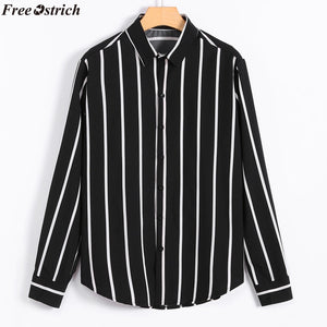Men's Fashion Black White Stripe Loose Long